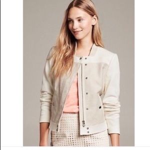 Banana Republic Cream/Off-white Woven Moto Jacket